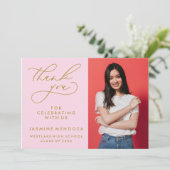 シンプル書道お洒落卒業ありがとう サンキューカード (スタンド正面)