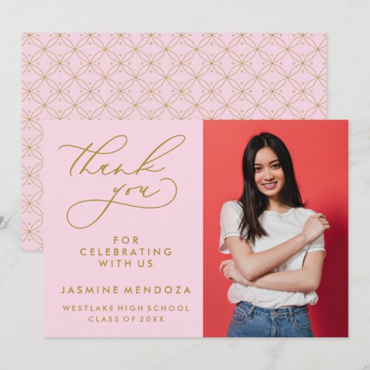 シンプル書道お洒落卒業ありがとう サンキューカード (正面/裏面)