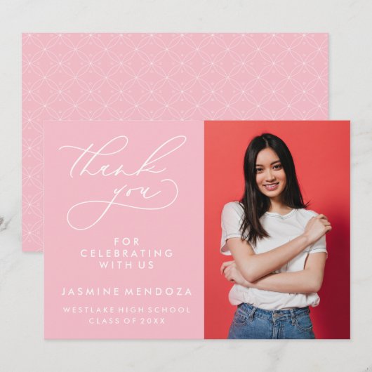 シンプル書道お洒落卒業ありがとう サンキューカード (正面/裏面)