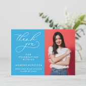 シンプル書道お洒落卒業ありがとう サンキューカード (スタンド正面)