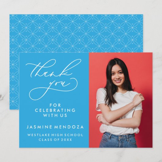 シンプル書道お洒落卒業ありがとう サンキューカード (正面/裏面)