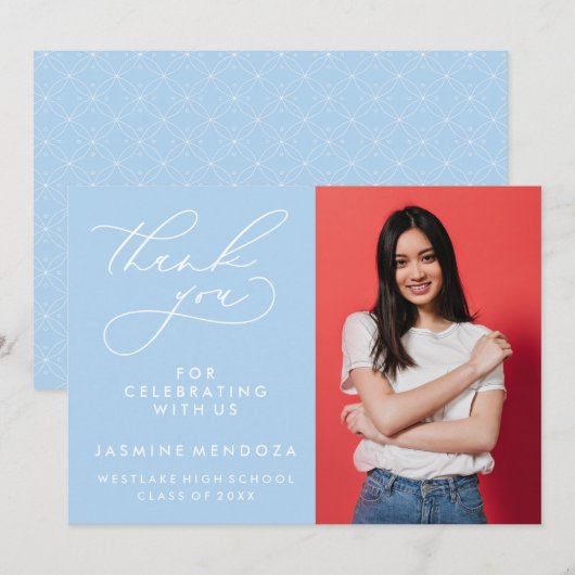 シンプル書道お洒落卒業ありがとう サンキューカード (正面/裏面)