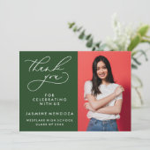 シンプル書道お洒落卒業ありがとう サンキューカード (スタンド正面)