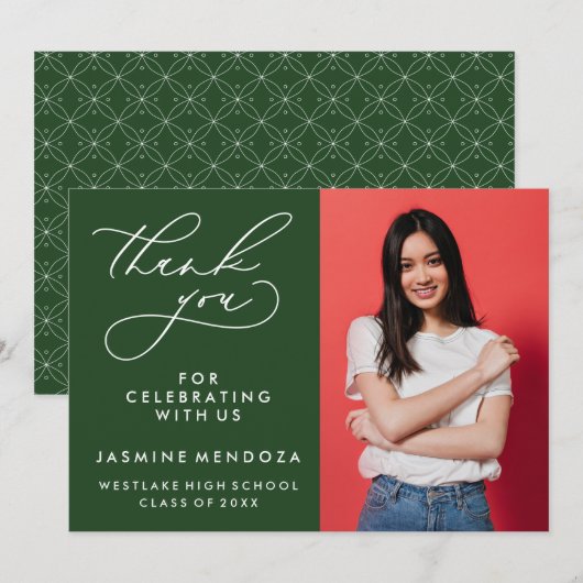 シンプル書道お洒落卒業ありがとう サンキューカード (正面/裏面)