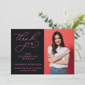 シンプル書道お洒落卒業ありがとう サンキューカード (スタンド正面)