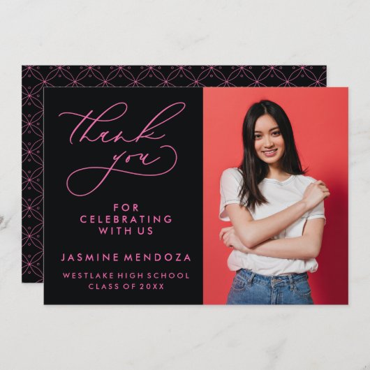 シンプル書道お洒落卒業ありがとう サンキューカード (正面/裏面)