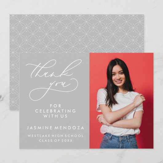 シンプル書道お洒落卒業ありがとう サンキューカード (正面/裏面)