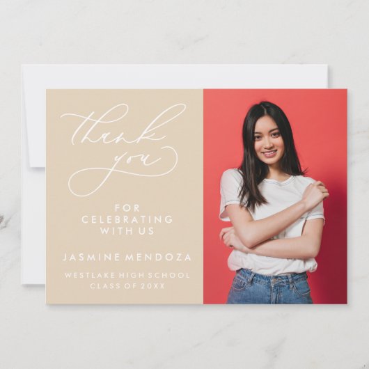 シンプル書道お洒落卒業ありがとう サンキューカード (正面)