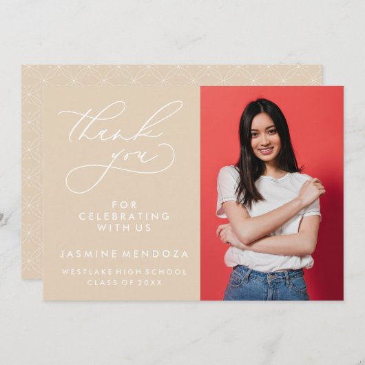 シンプル書道お洒落卒業ありがとう サンキューカード (正面/裏面)