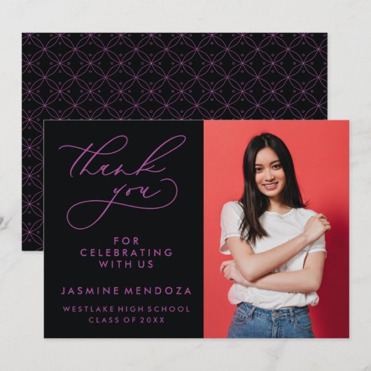 シンプル書道お洒落卒業ありがとう サンキューカード (正面/裏面)