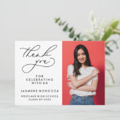 シンプル書道お洒落卒業ありがとう サンキューカード (スタンド正面)