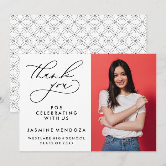 シンプル書道お洒落卒業ありがとう サンキューカード (正面/裏面)