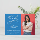 シンプル書道お洒落卒業ありがとう サンキューカード (スタンド正面)