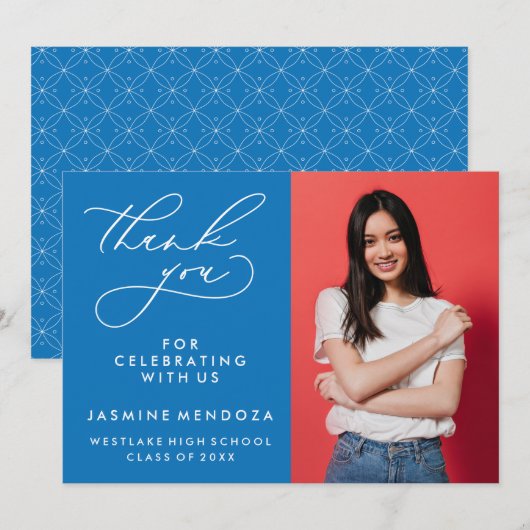 シンプル書道お洒落卒業ありがとう サンキューカード (正面/裏面)