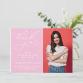 シンプル書道お洒落卒業ありがとう サンキューカード (スタンド正面)