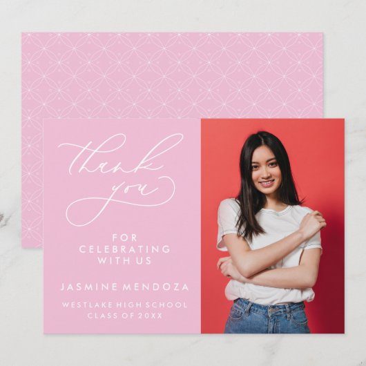 シンプル書道お洒落卒業ありがとう サンキューカード (正面/裏面)