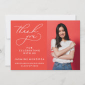 シンプル書道お洒落卒業ありがとう サンキューカード (正面)