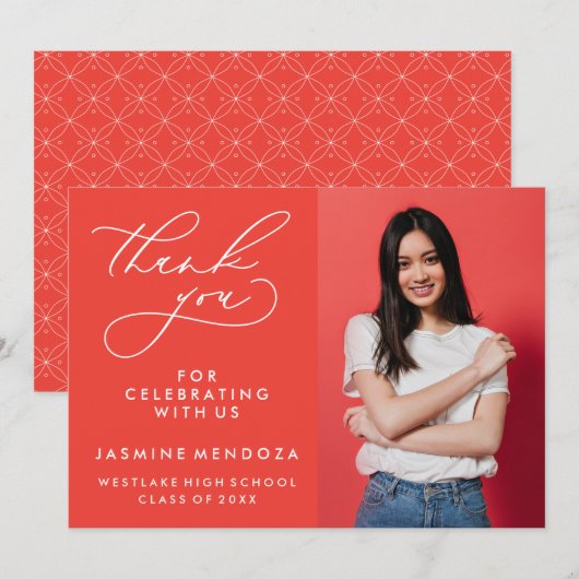 シンプル書道お洒落卒業ありがとう サンキューカード (正面/裏面)