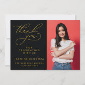 シンプル書道お洒落卒業ありがとう サンキューカード (正面)