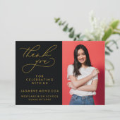 シンプル書道お洒落卒業ありがとう サンキューカード (スタンド正面)