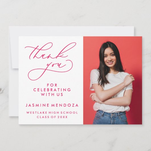 シンプル書道お洒落卒業ありがとう サンキューカード (正面)