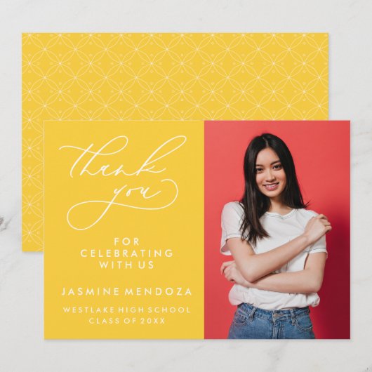 シンプル書道お洒落卒業ありがとう サンキューカード (正面/裏面)