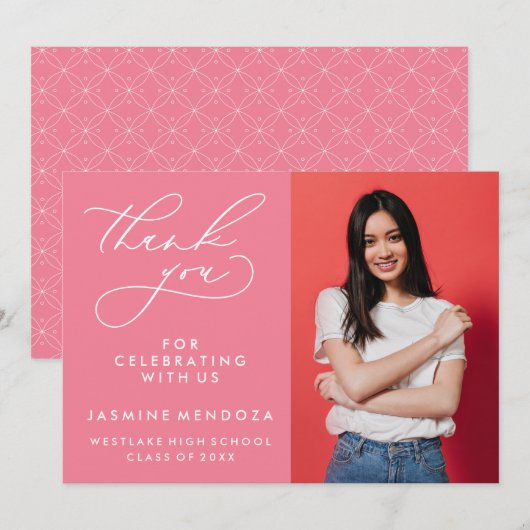 シンプル書道お洒落卒業ありがとう サンキューカード (正面/裏面)