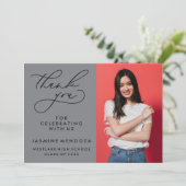 シンプル書道お洒落卒業ありがとう サンキューカード (スタンド正面)