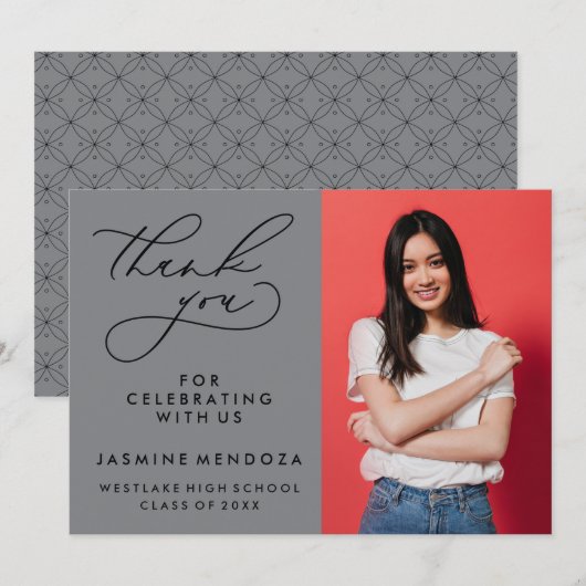 シンプル書道お洒落卒業ありがとう サンキューカード (正面/裏面)