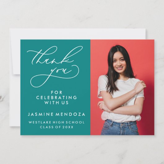 シンプル書道お洒落卒業ありがとう サンキューカード (正面)