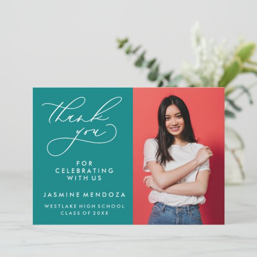 シンプル書道お洒落卒業ありがとう サンキューカード (スタンド正面)