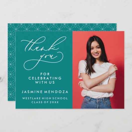 シンプル書道お洒落卒業ありがとう サンキューカード (正面/裏面)