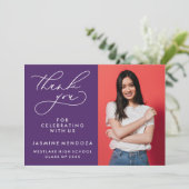 シンプル書道お洒落卒業ありがとう サンキューカード (スタンド正面)