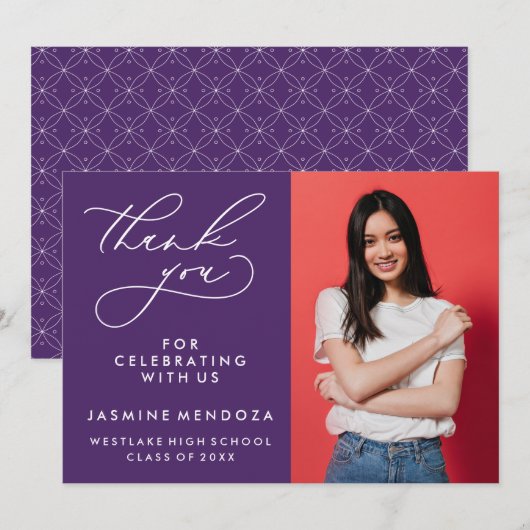 シンプル書道お洒落卒業ありがとう サンキューカード (正面/裏面)