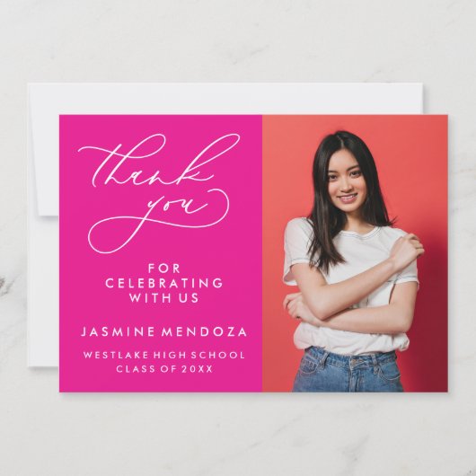 シンプル書道お洒落卒業ありがとう サンキューカード (正面)