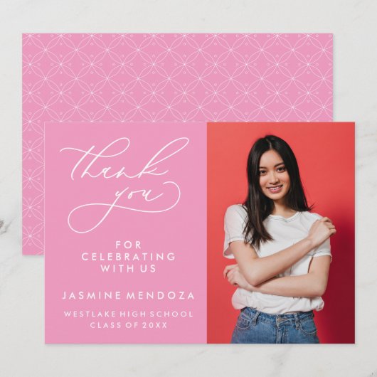 シンプル書道お洒落卒業ありがとう サンキューカード (正面/裏面)