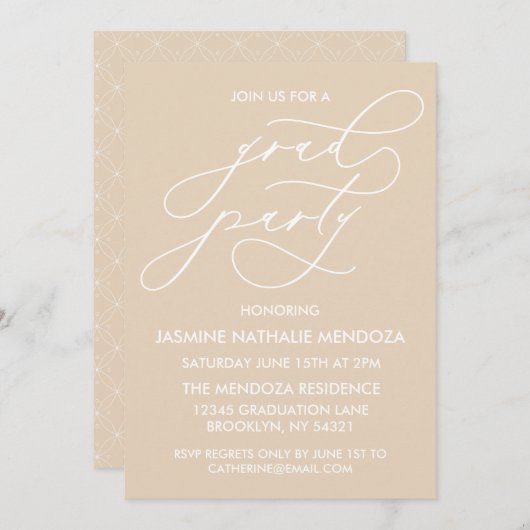 シンプル書道お洒落卒業招待状 招待状 (正面/裏面)