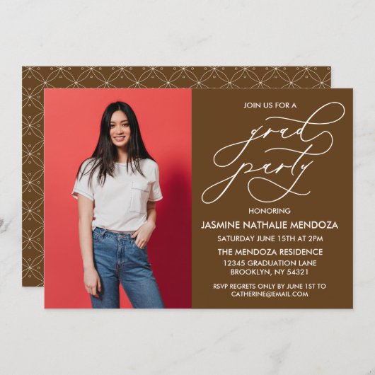 シンプル書道お洒落卒業招待状 招待状 (正面/裏面)