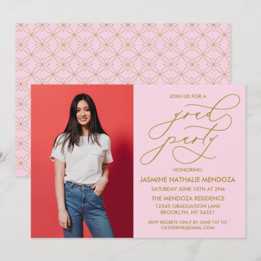 シンプル書道お洒落卒業招待状 招待状 (正面/裏面)