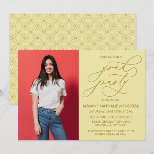 シンプル書道お洒落卒業招待状 招待状 (正面/裏面)