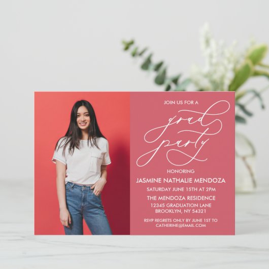 シンプル書道お洒落卒業招待状 招待状 (スタンド正面)