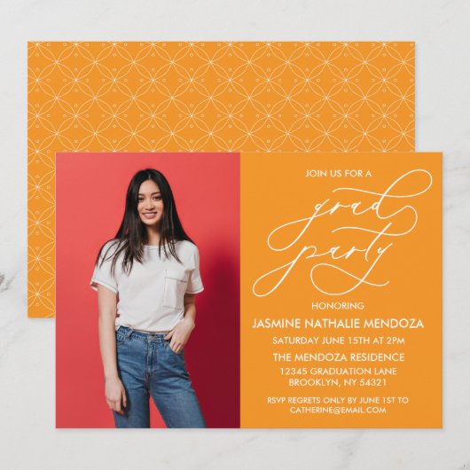 シンプル書道お洒落卒業招待状 招待状 (正面/裏面)