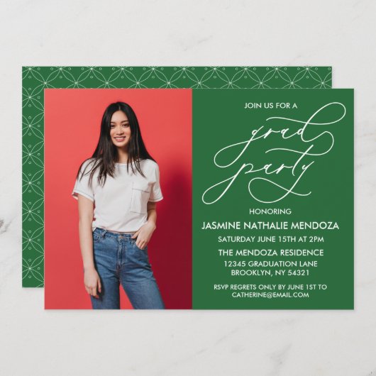 シンプル書道お洒落卒業招待状 招待状 (正面/裏面)