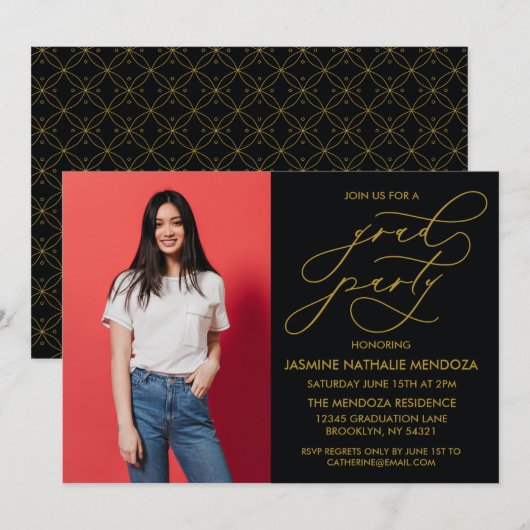 シンプル書道お洒落卒業招待状 招待状 (正面/裏面)