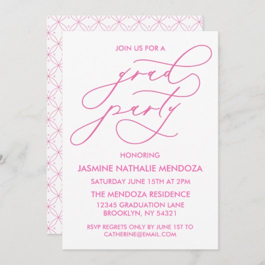 シンプル書道お洒落卒業招待状 招待状 (正面/裏面)