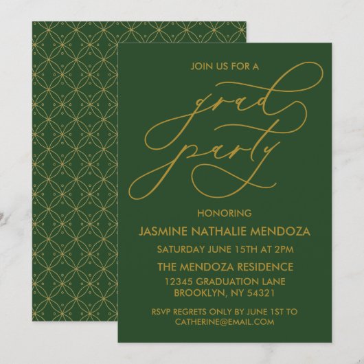 シンプル書道お洒落卒業招待状 招待状 (正面/裏面)