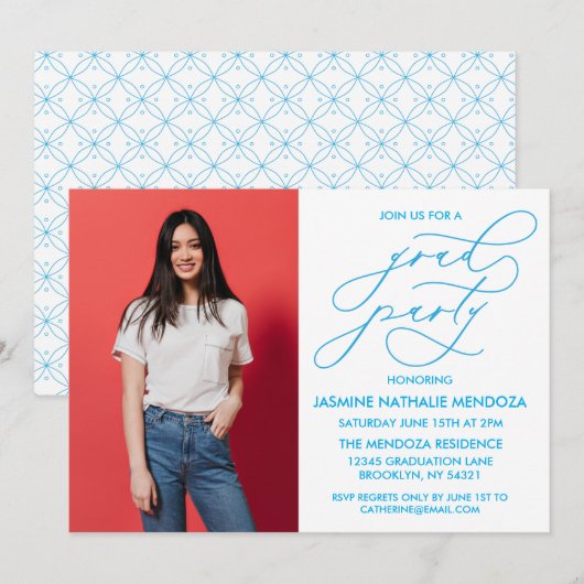 シンプル書道お洒落卒業招待状 招待状 (正面/裏面)