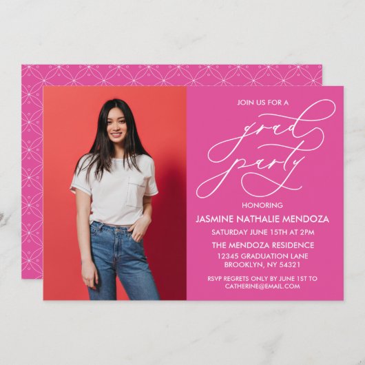 シンプル書道お洒落卒業招待状 招待状 (正面/裏面)