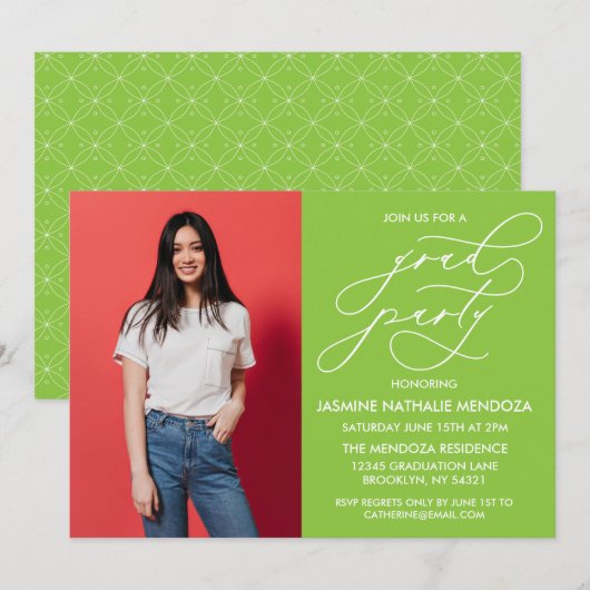 シンプル書道お洒落卒業招待状 招待状 (正面/裏面)