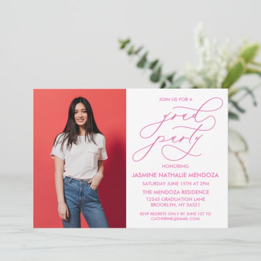 シンプル書道お洒落卒業招待状 招待状 (スタンド正面)